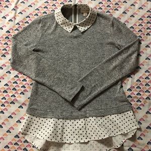 Maison Jules collared grey and polkadot shirt